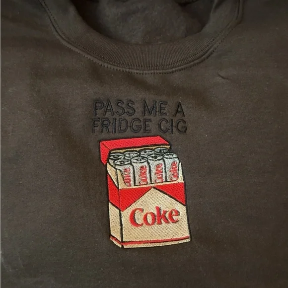 PASS ME A FRIDGE CIG chocolate brown embroidered crewneck - Picture 2 of 3